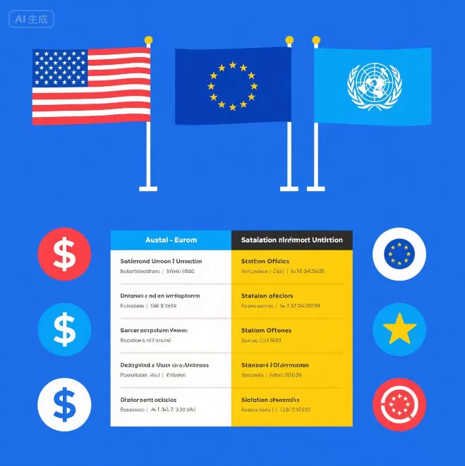 USA vs. EU vs. UN-Sanktionen: Was ist der Unterschied? Visueller Leitfaden im Inneren